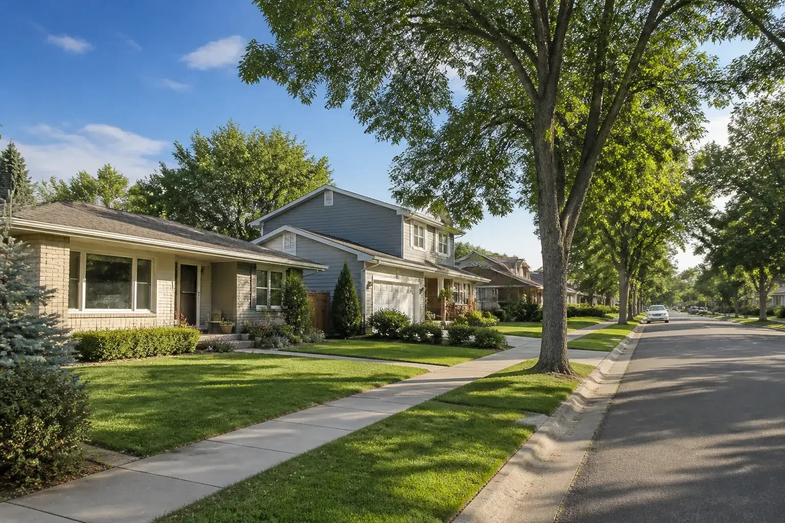Aurora suburban street with well-kept homes