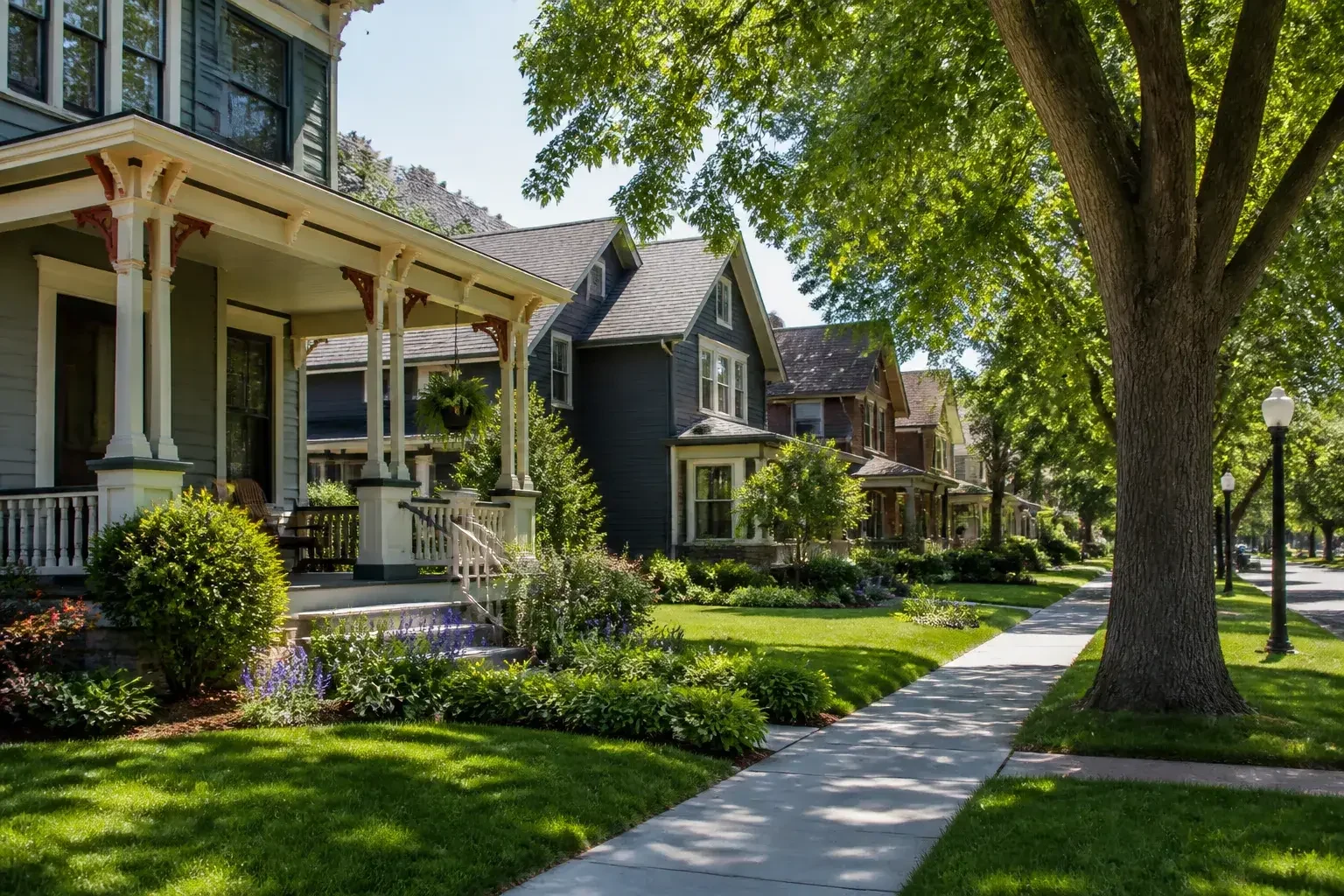 Littleton residential street with historic character